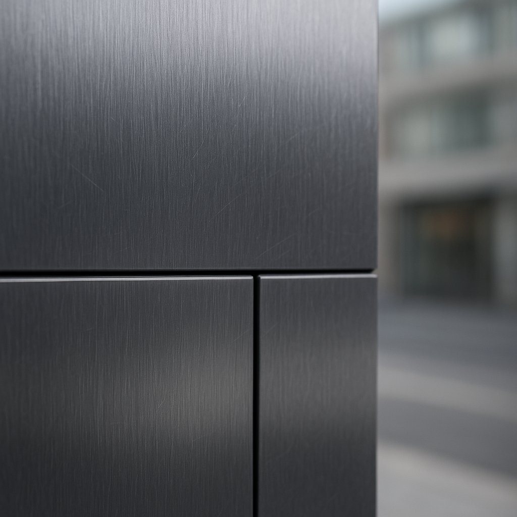 Placa de ACM aplicada em fachada comercial moderna