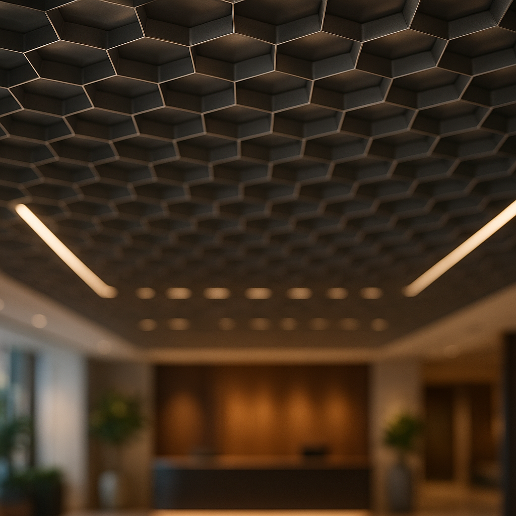 Estrutura de forro de alumínio com placas modulares