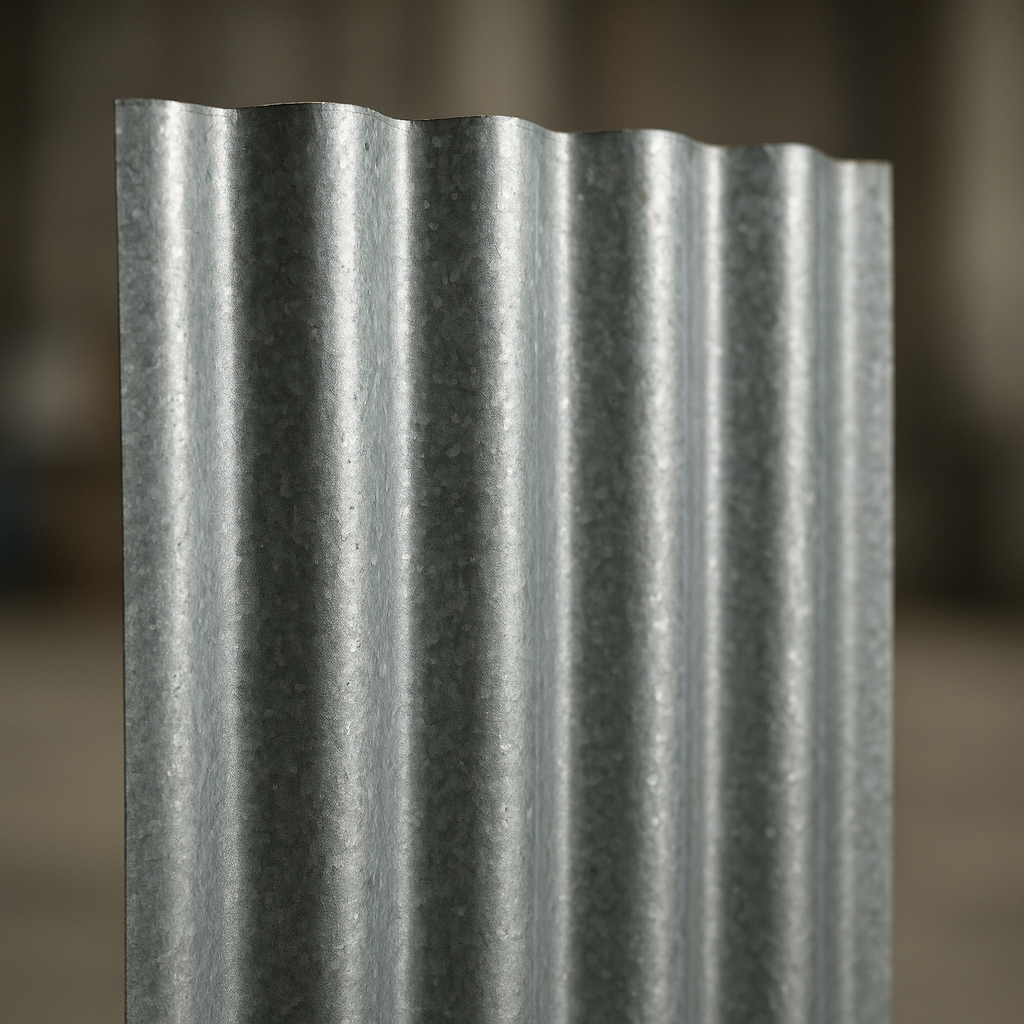 Diferentes perfis de telha metálica ondulada e trapezoidal